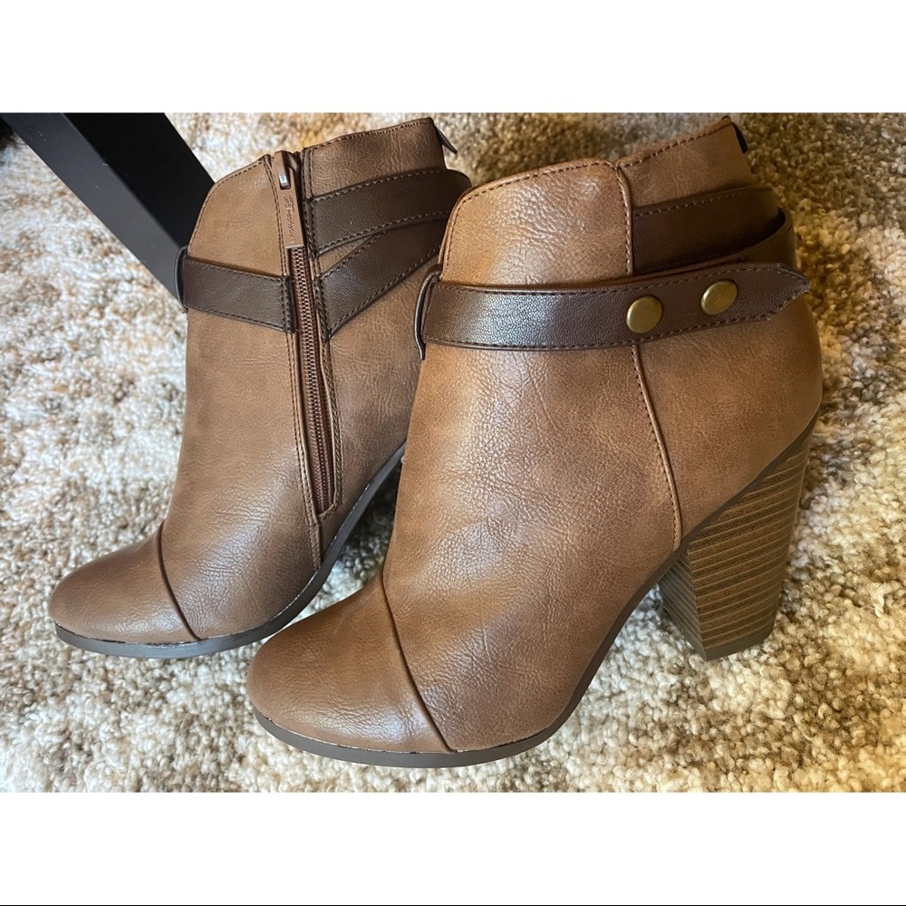 Brown strappy booties